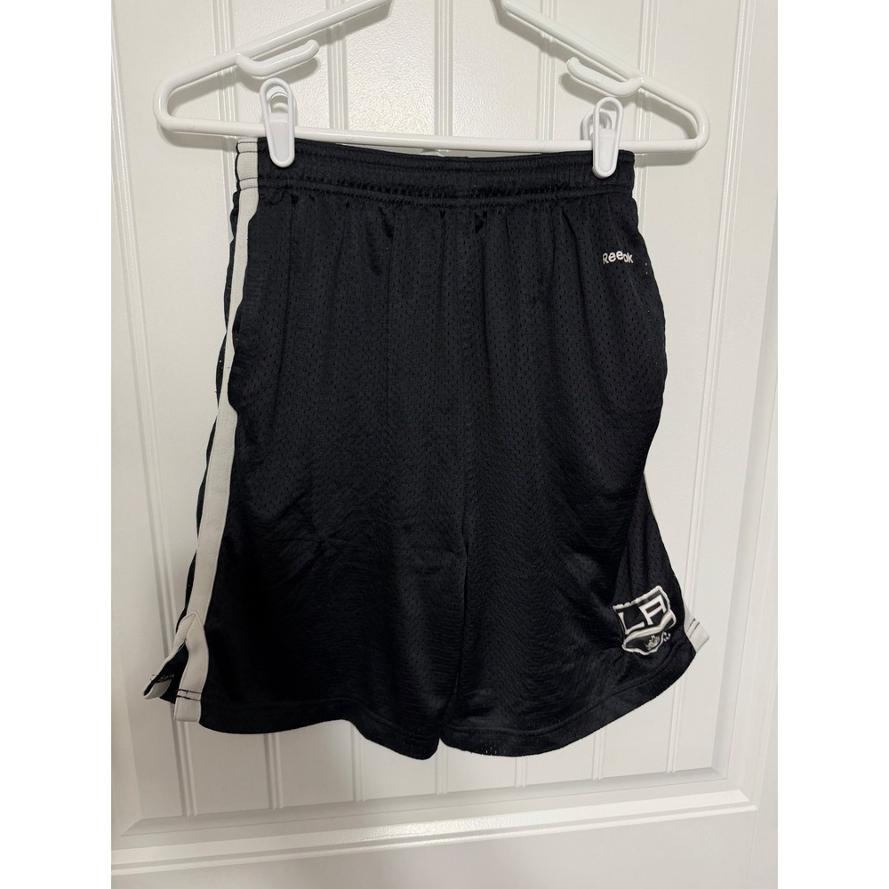 Reebok LA Kings Shorts Boys Large Black Mesh NHL Face Off‎ Collection 5976